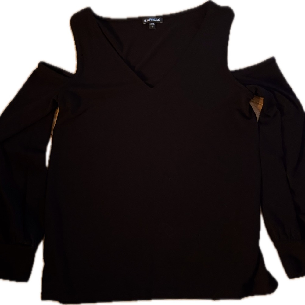 Express Cold Shoulder Long Sleeve / Blouse Tee w/ Fitted Wrist Bands Size Small